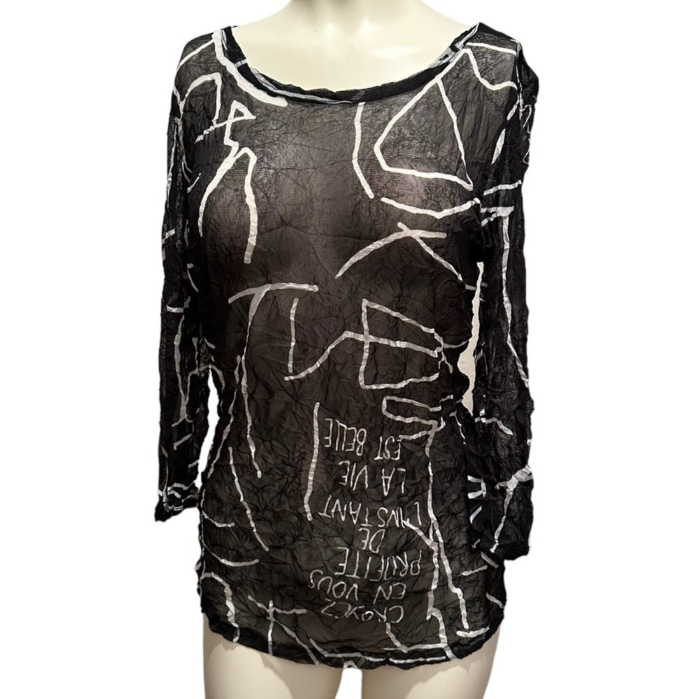 Comfy USA Sheer French Graphic Design Shirt